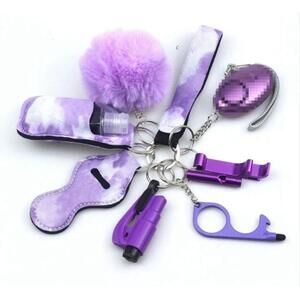 10-piece Self Defense Keychain in Purple Tie Dye Pattern